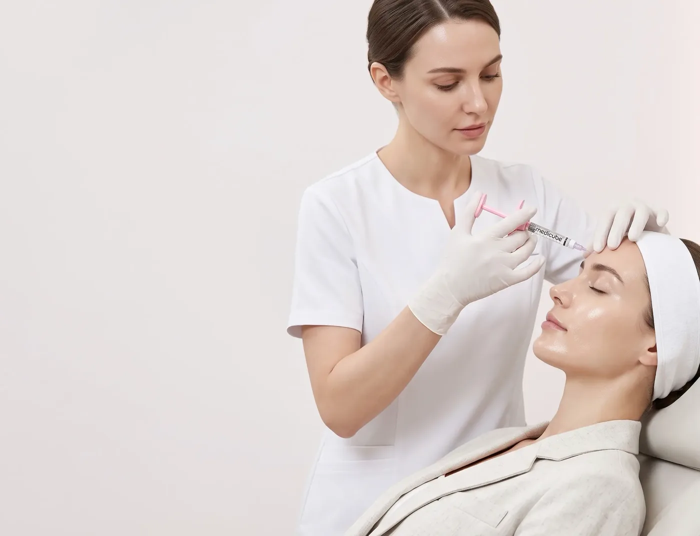 Profesional de la salud aplicando un tratamiento en consulta